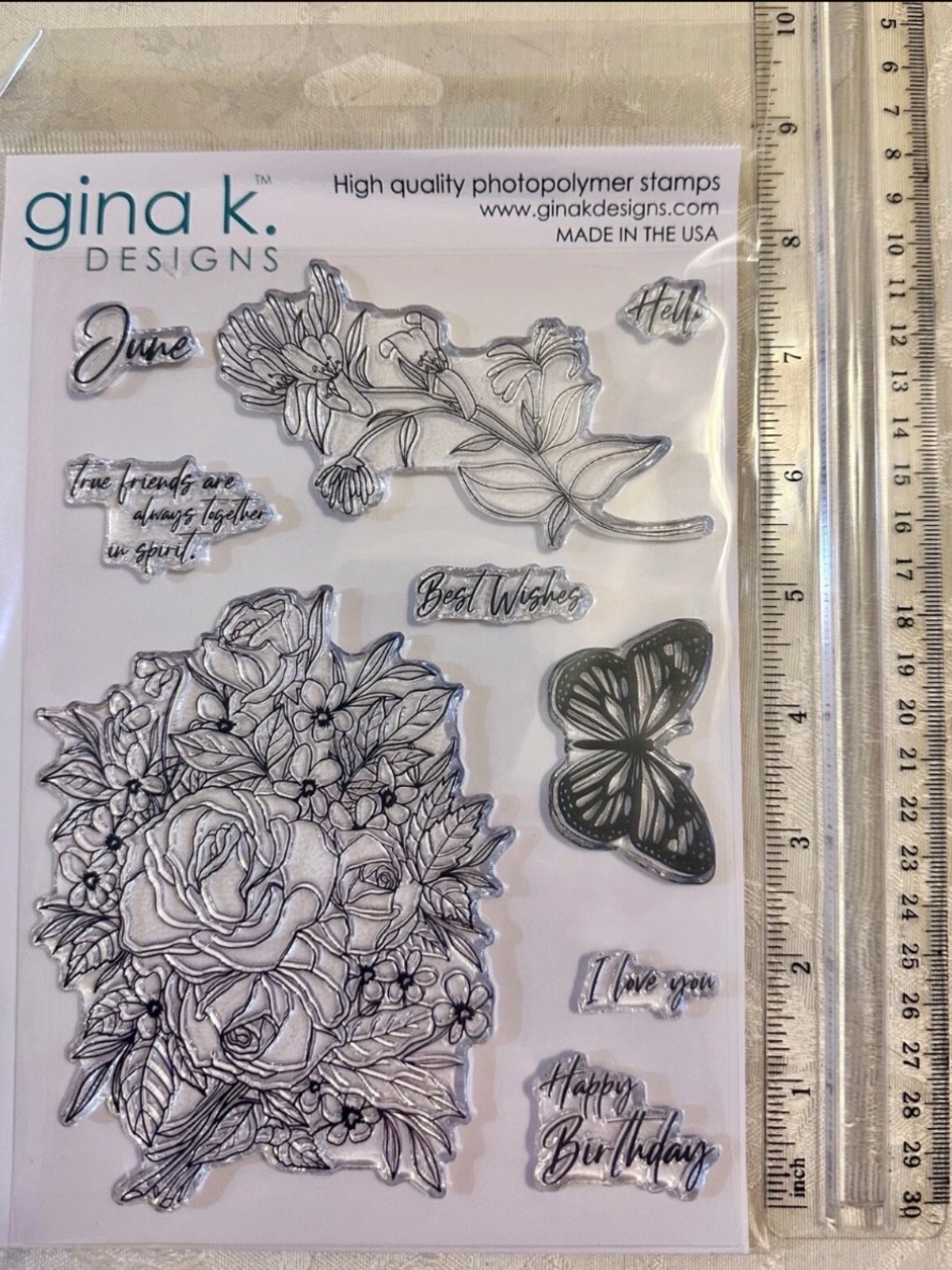 Floral and Butterfly Photopolymer Stamp Set - Clear for Card Making